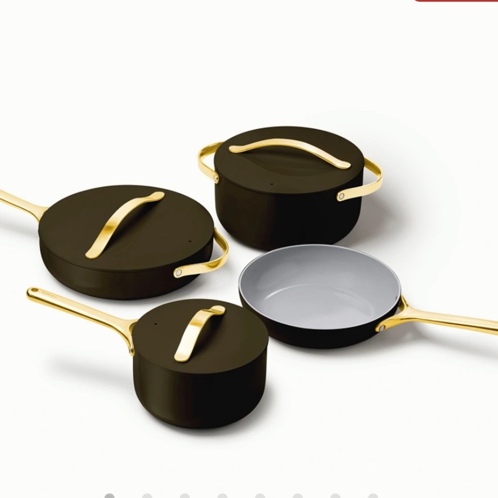 Nib Caraway kitchen complete cookware set black gold ltd ed w storage $775 12pc